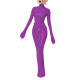 Wetlook Bodycon Long Hobble Dress Full Sleeve Bondage Turtleneck PVC Leather Dresses Crossdresser Sexy Ankle-length Pencil Dress
