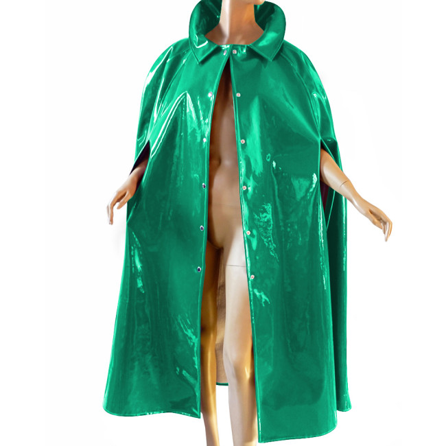 Fashion Adult Cloak Coats Glossy PVC Leather Turn-down Collar Single-breasted Cape Trench Wet Look Long Ponchose Cosplay Party