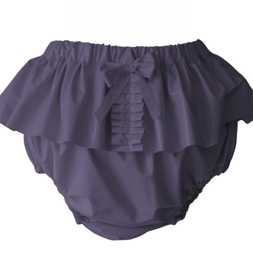 Soft PVC Ruffle Solid Color Panties Sissy Glossy Faux Leather Elastic Waistband Briefs Crossdressering Cosplay Nightclub Costume