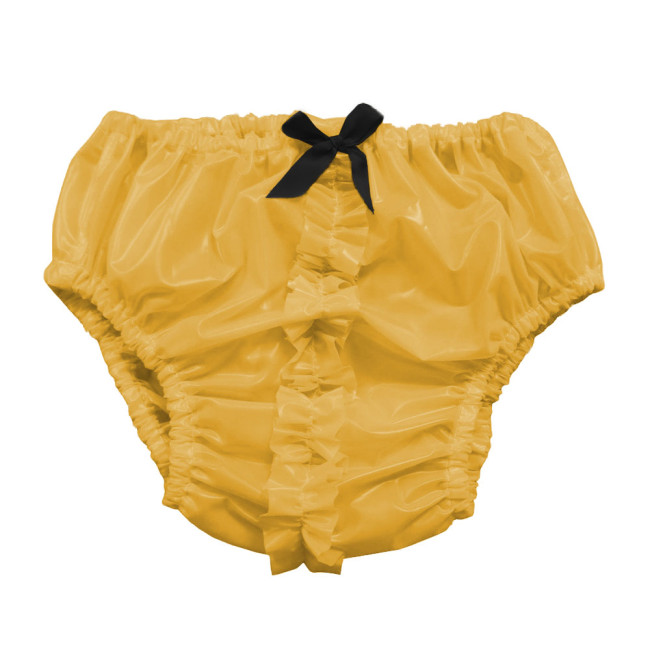 Sissy PVC Glossy Leather Bow Panties Sexy Wet Look Adult Briefs Exotic Underpant Cosplay Knicker Fetish Vinyl Lingerie Underwear