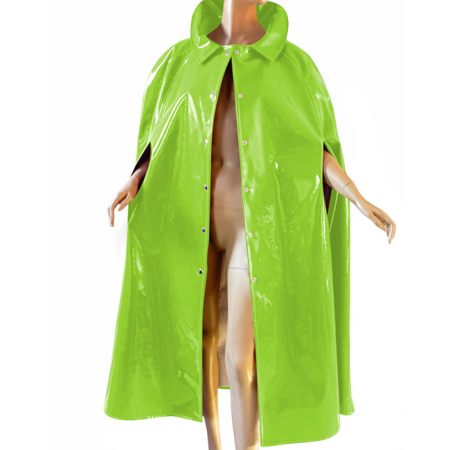 Fashion Adult Cloak Coats Glossy PVC Leather Turn-down Collar Single-breasted Cape Trench Wet Look Long Ponchose Cosplay Party