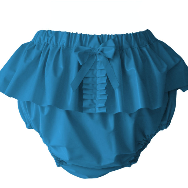 Soft PVC Ruffle Solid Color Panties Sissy Glossy Faux Leather Elastic Waistband Briefs Crossdressering Cosplay Nightclub Costume