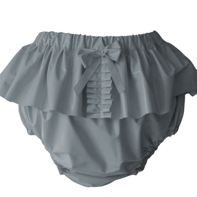 Soft PVC Ruffle Solid Color Panties Sissy Glossy Faux Leather Elastic Waistband Briefs Crossdressering Cosplay Nightclub Costume