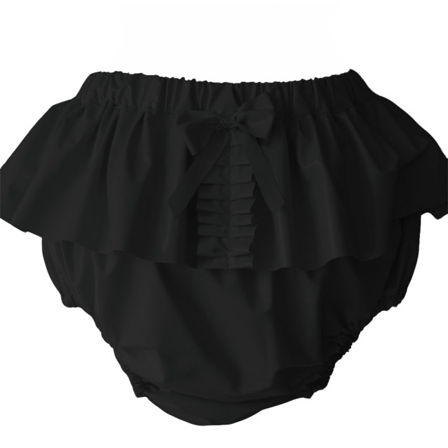 Soft PVC Ruffle Solid Color Panties Sissy Glossy Faux Leather Elastic Waistband Briefs Crossdressering Cosplay Nightclub Costume