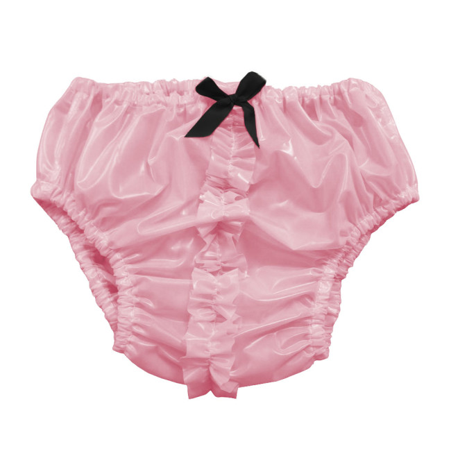Sissy PVC Glossy Leather Bow Panties Sexy Wet Look Adult Briefs Exotic Underpant Cosplay Knicker Fetish Vinyl Lingerie Underwear