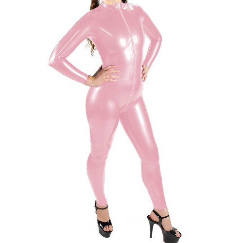 Shiny Leather PVC Women's Jumpsuit Zipper Open Crotch Nightclub Long Sleeves Bodysuits Club Party Carnival Cosplay Clothing 7XL
