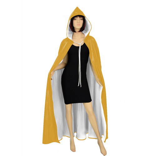 Halloween Cosplay Cloak Unisex Spandex Shiny Meatllic Hooded Robe Witch Long Cape Wetlook Party Performance Role Play Costume
