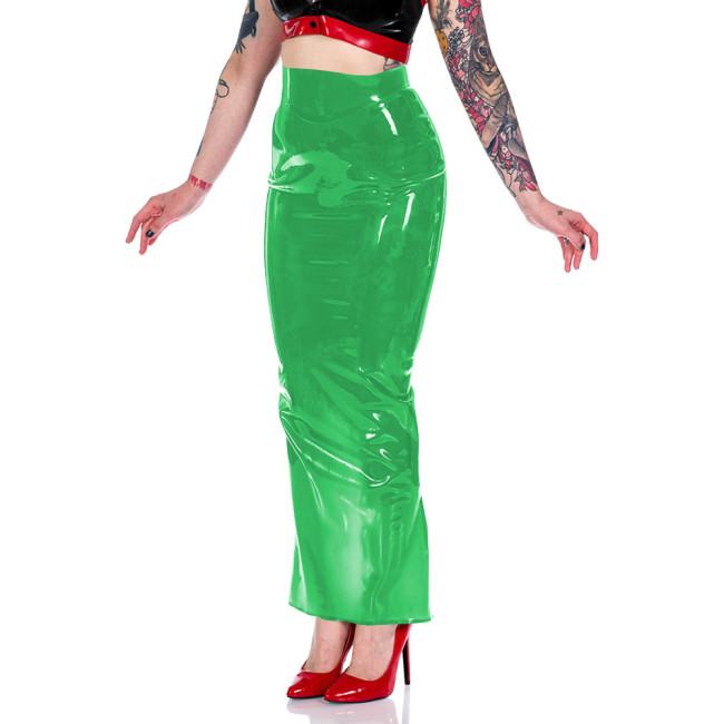 Fetish Sexy See-through Long Pencil Skirts Plastic Clear TPU High Waist Tight Skirts Club Sissy Zip Full Hobble Skirts Plus Size