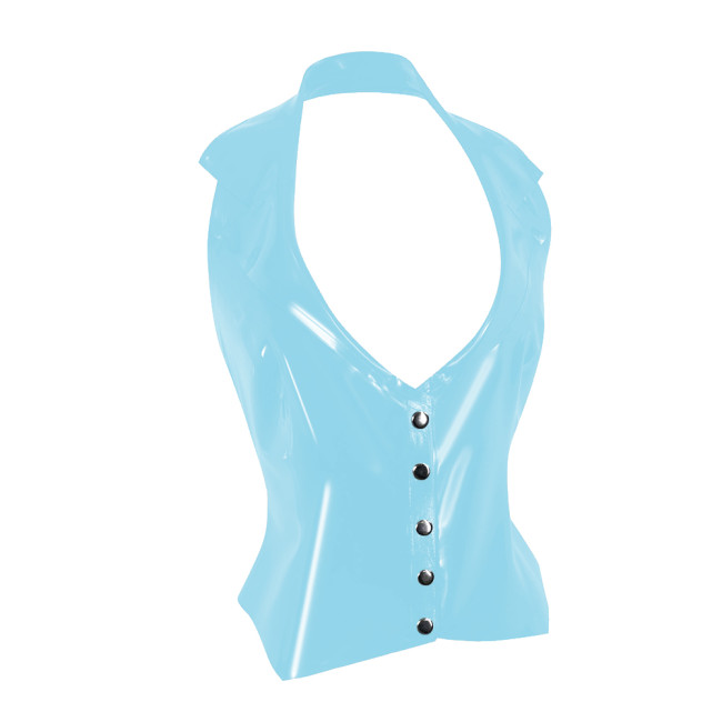 Glossy Sexy Lapel Neck Button Waistcoat Unisex PVC Shiny Sleeveless Backless Jackets Formal Club Tuxedo Shirt Slim Fit Crop Vest