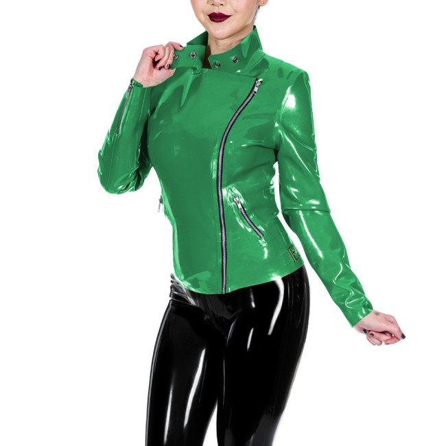 PVC Glossy Leather Motorcycle Jacket for Women Long Sleeve Gothic Punk Style Coat Wetlook Lapel Collar Jacket Coat Streetwear