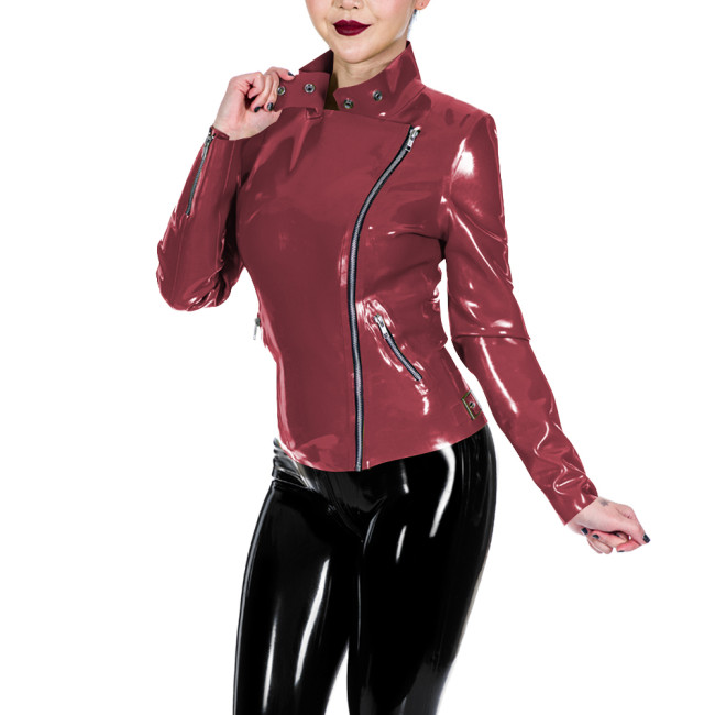 PVC Glossy Leather Motorcycle Jacket for Women Long Sleeve Gothic Punk Style Coat Wetlook Lapel Collar Jacket Coat Streetwear