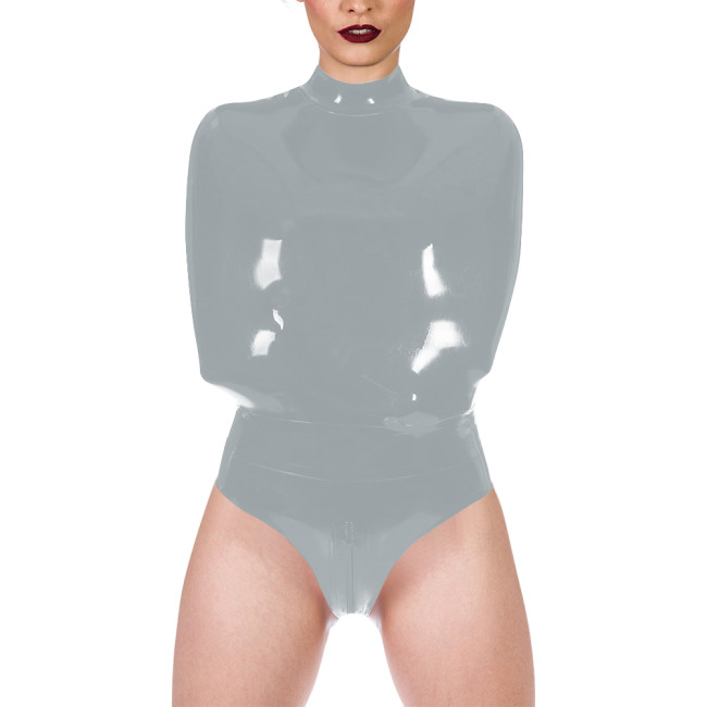 Glossy PVC Leather Wet Look Sleeveless Zentai Zipper Open Crotch Sexy Bodysuit Exotic Cosplay Restraint Catsuit Fetish Costume