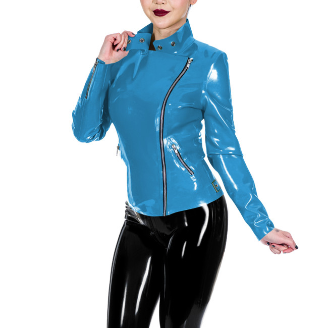 PVC Glossy Leather Motorcycle Jacket for Women Long Sleeve Gothic Punk Style Coat Wetlook Lapel Collar Jacket Coat Streetwear