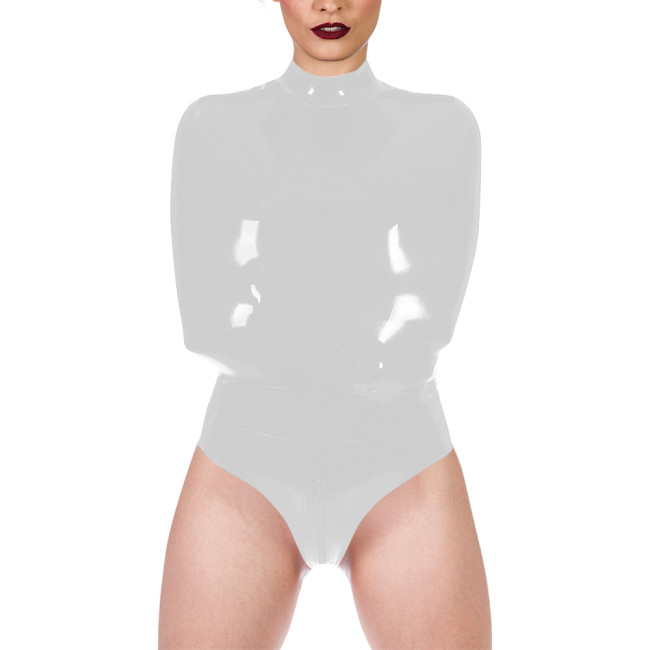 Glossy PVC Leather Wet Look Sleeveless Zentai Zipper Open Crotch Sexy Bodysuit Exotic Cosplay Restraint Catsuit Fetish Costume