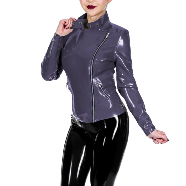 PVC Glossy Leather Motorcycle Jacket for Women Long Sleeve Gothic Punk Style Coat Wetlook Lapel Collar Jacket Coat Streetwear