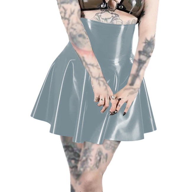 High Waist Ruffle Hem PVC Glossy Leather Skirts Pole Dancing Sexy A Line Flare Skirt Wetlook Sissy Pleated Bodycon Mini Skirts