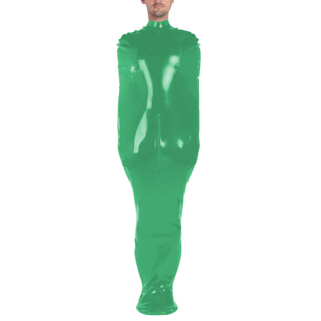 Vinyl PVC Leather Sleep Sack Exotic Sleeveless Zipper Open Crotch Zentai Body Bag Faux Latex-Look Straitjacket Bondage Bodysuit