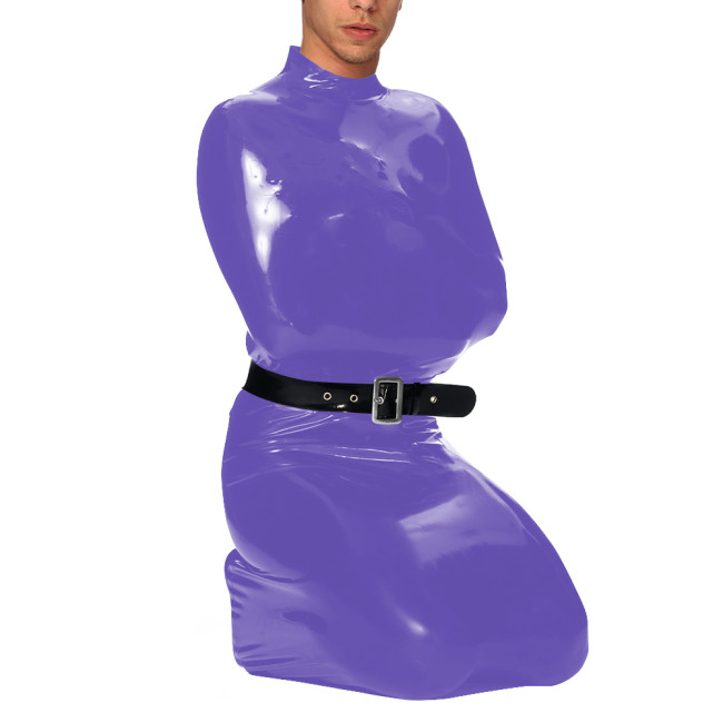 Exotic Wetlook Full Bondage Bodysuit Mock Neck Sleeveless PVC Glossy Leather Bodybag with Zipper Back Party Cosplay Costume