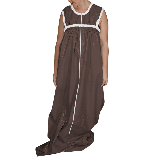 Novelty Adult Baby Schlafsack Faux Latex PVC Sleeveless Bodysuit with Zipper Front Club Party Cosplay Loose Sleeping Bag Overall
