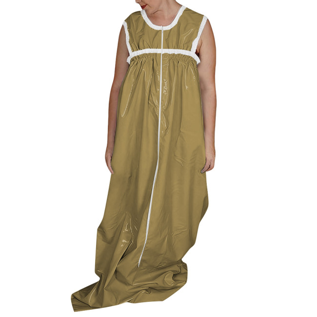Novelty Adult Baby Schlafsack Faux Latex PVC Sleeveless Bodysuit with Zipper Front Club Party Cosplay Loose Sleeping Bag Overall