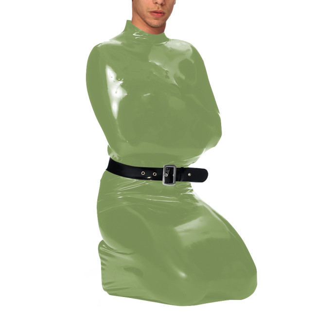 Exotic Wetlook Full Bondage Bodysuit Mock Neck Sleeveless PVC Glossy Leather Bodybag with Zipper Back Party Cosplay Costume