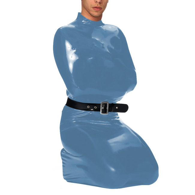 Exotic Wetlook Full Bondage Bodysuit Mock Neck Sleeveless PVC Glossy Leather Bodybag with Zipper Back Party Cosplay Costume