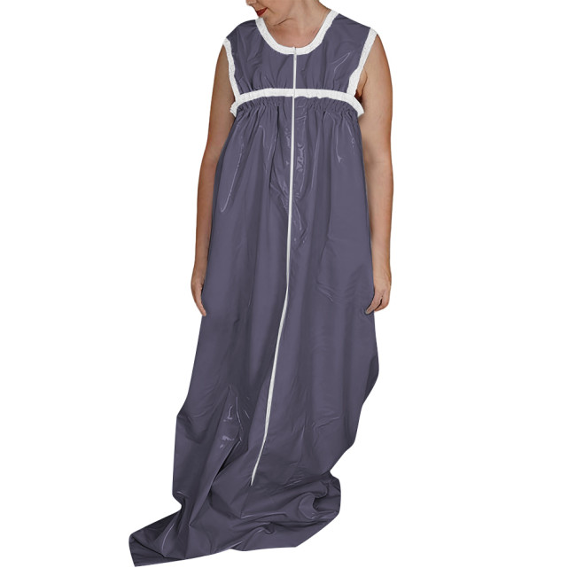 Novelty Adult Baby Schlafsack Faux Latex PVC Sleeveless Bodysuit with Zipper Front Club Party Cosplay Loose Sleeping Bag Overall