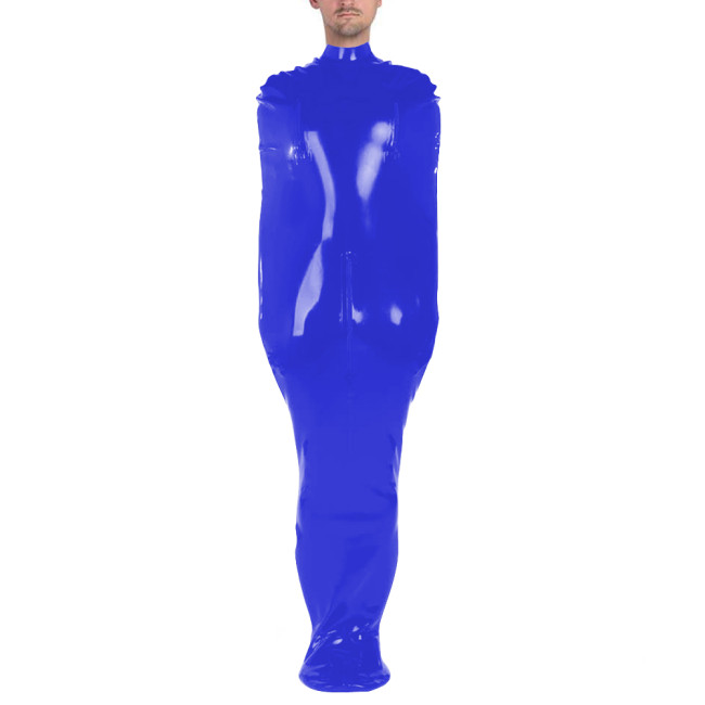 Vinyl PVC Leather Sleep Sack Exotic Sleeveless Zipper Open Crotch Zentai Body Bag Faux Latex-Look Straitjacket Bondage Bodysuit