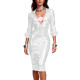 Elegant V Neck Midi Pencil Dress Woman Casual PVC Glossy Leather Bodycon Dresses Office Ladies Slim Fit Over Knee Dress Clubwear