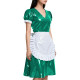 Short Sleeve Elegant Maid Outfits for Womens Anime Apron Maid Role Play Knee-length Dress Vinyl PVC Leather Cosplay Maid Uniform