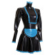 Sissy Maid PVC Long Sleeve Dress Outfits Ruffles High Neck French Maid Cosplay Costumes Cross-dresser Pleated Maid Uniforms 7XL