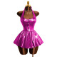 Sexy Women's Metallic Shiny Halter Mini Dress Party V-Neck Backless Tight Pleated Short Dress Plus Size Clothing Female Clubwear