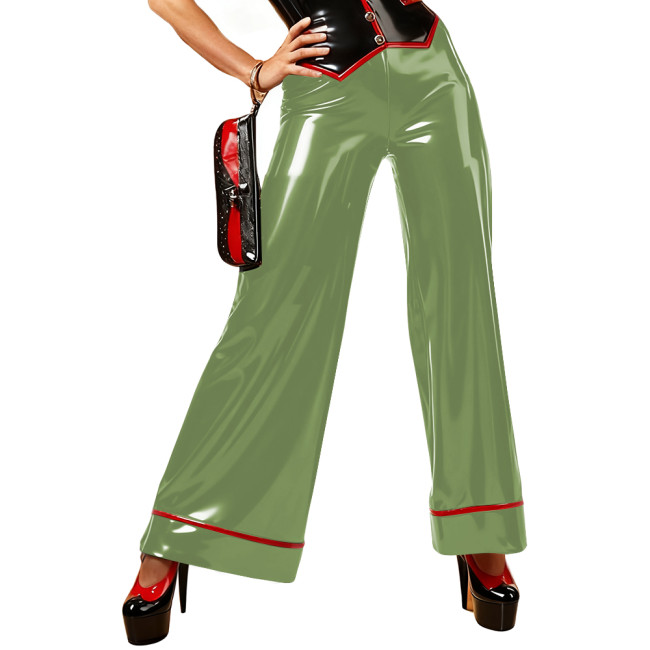Glossy Wide Leg PVC Leather Pants for Womens Retro Vinyl High Waist Loose Trouses Ladies Office Club Leggings Plus Size Pants