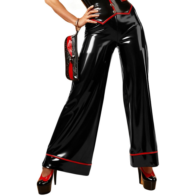 Glossy Wide Leg PVC Leather Pants for Womens Retro Vinyl High Waist Loose Trouses Ladies Office Club Leggings Plus Size Pants