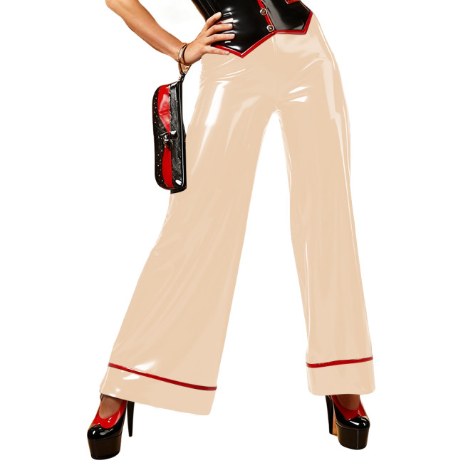 Glossy Wide Leg PVC Leather Pants for Womens Retro Vinyl High Waist Loose Trouses Ladies Office Club Leggings Plus Size Pants