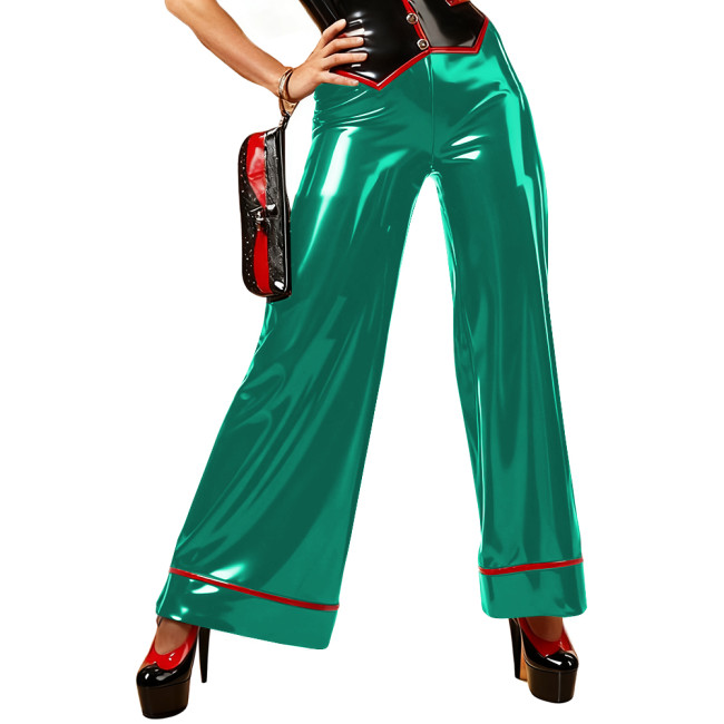 Glossy Wide Leg PVC Leather Pants for Womens Retro Vinyl High Waist Loose Trouses Ladies Office Club Leggings Plus Size Pants