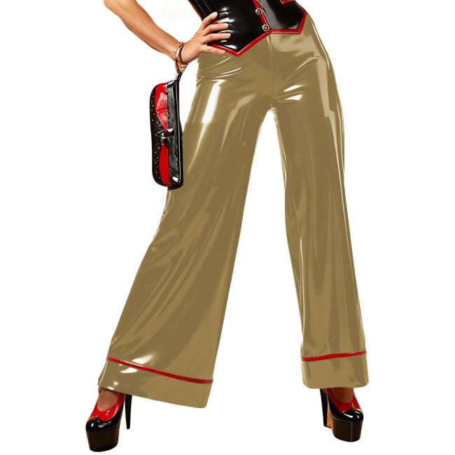 Glossy Wide Leg PVC Leather Pants for Womens Retro Vinyl High Waist Loose Trouses Ladies Office Club Leggings Plus Size Pants