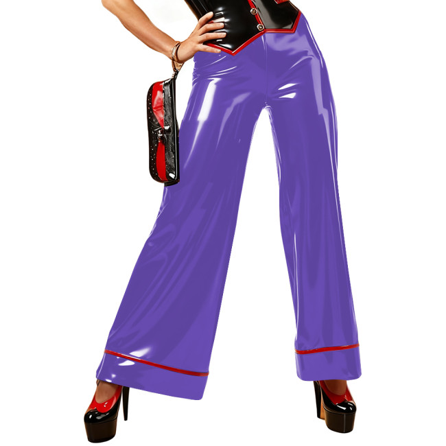 Glossy Wide Leg PVC Leather Pants for Womens Retro Vinyl High Waist Loose Trouses Ladies Office Club Leggings Plus Size Pants