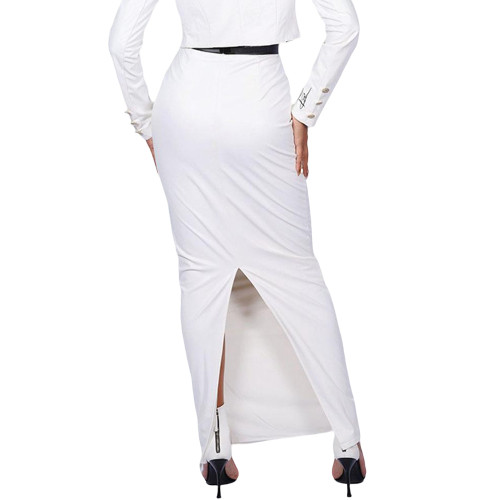 Matte PU Leather Long Skirt High Waist Women Back Slit Tight Pencil Skirt High Waist Solid Color Office Lady Maxi Skirt Clubwear