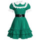 Elegant French Style Mid Dress Women Peter Pan Collar PVC Shiny A-line Dress Halloween Masquerade Party Lolita Ruffles Dresses