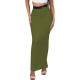 Matte PU Leather Long Skirt High Waist Women Back Slit Tight Pencil Skirt High Waist Solid Color Office Lady Maxi Skirt Clubwear