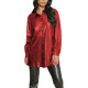 Plus Size Button-Down Long Sleeve Shirt for Womens Casual Fashion Turn-down Collar Slim Blouses Metallic Shiny Female Club Tops
