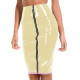 Women Bodycon Splicing High Waist PVC Skirt Glossy Patent Leather High Street Skinny Skirts Full Zipper Knee-length Tight Skirts