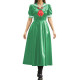 Vinyl PVC Leather Long Sailor Dress with Puff Sleeve Japanese Cosplay Women's School Uniform Halloween Party Role Play Outfits