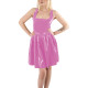 PVC Shiny Ruched Prom Mini Dresses Wetlook Glossy Leather Party Sleeveless Dress for Womens Plus Size Square Neck A-line Dress