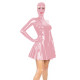 Fetish Sexy Mask PVC Mini Dress Glossy Faux Leather Sissy A-line Pleated Dresses Raves Party Cosplay Outfits Wetlook Clubwear