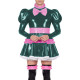 Mens Sissy Lockable Mini Pleated Maid Dresses PVC Shiny Leather Ruffles High Neck Mini Dress Cross-dressering Cosplay Outfits