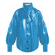 Vinyl PVC Leather Blouses for Women Vintage Oversized Single Breasted Shirt Tops Female Fashion Bishop Sleeve Shirts Plus Size