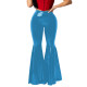 Plus Size Glossy PVC Leather Flare Pants Women Stretch High Waisted Maxi Trouser Club Leggings High Street Bell Bottom Trousers