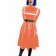 High Neck Midi Dress Woman Pleated Long Sleeves PVC Shiny A-line Dress Elegant Party Dresses Wetlook Formal Gowns Streetwear